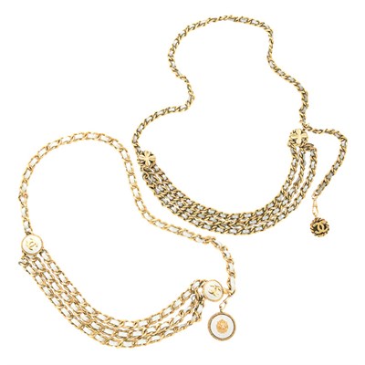 Lot 185 - Two Chanel Chain Link and Leather Belts Circa...