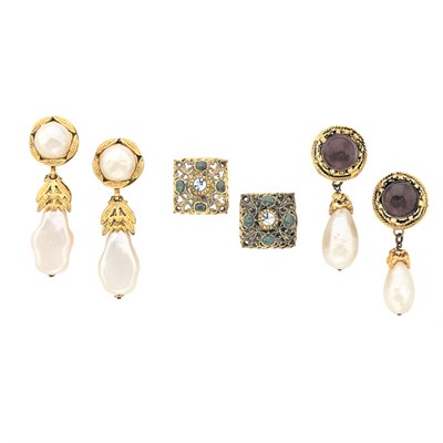 Lot 164 - Three Pairs of Chanel Drop Earrings Mid 1980s...