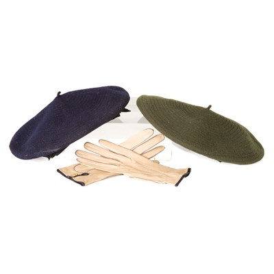 Lot 137 - Two Chanel Berets and Pair of Chanel Gloves...