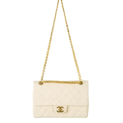 Lot 189 - Chanel Cream Quilted Grosgrain 2/55 Bag Mid...