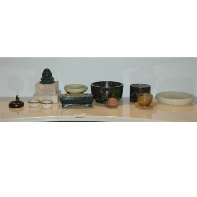 Lot 241 - Group of Stone, Marble and Onyx Desk Articles...