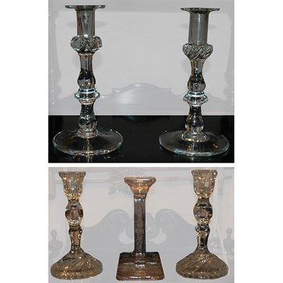 Lot 247 - Four Pairs of Glass Candlesticks