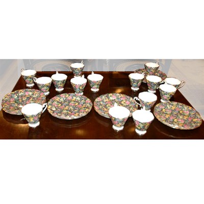 Lot 259 - Assembled English Floral Decorated Porcelain...