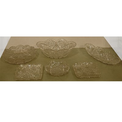 Lot 286 - Group of Cut Glass Articles Including trays,...