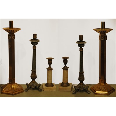 Lot 292 - Group of Three Pairs of Candlesticks Height of...
