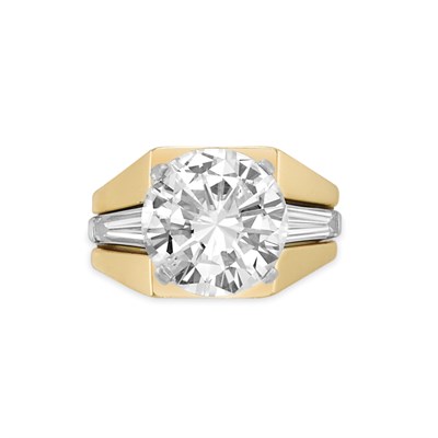 Lot 422 - Platinum and Diamond Ring and Gold Insert Ring