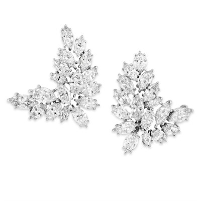 Lot 397 - Pair of Diamond Cluster Earclips