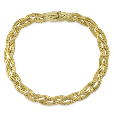 Lot 440 - Braided Triple Strand Gold Necklace, Mario Buccellati