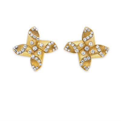 Lot 258 - Pair of Gold and Diamond Earclips