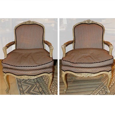 Lot 319 - Pair of Louis XV Style Painted Fauteuils a la...