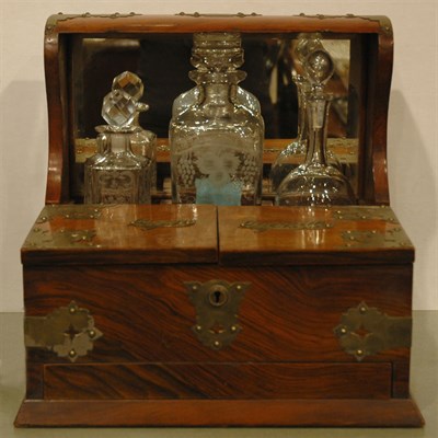 Lot 322 - Brass Mounted Mahogany Tantalus/Cigar Box With...