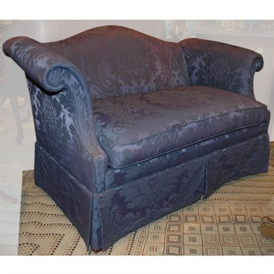 Lot 326 - George III Style Camel Back Upholstered Sofa...