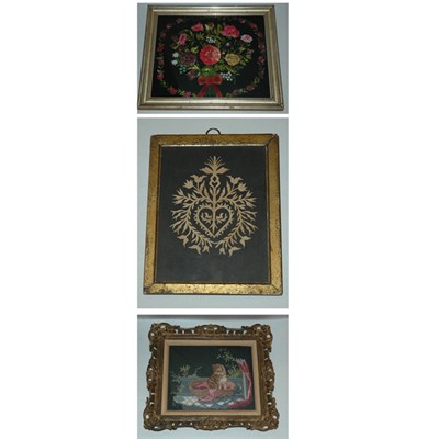 Lot 335 - Group of Nine Needlepoint and Other Pictures