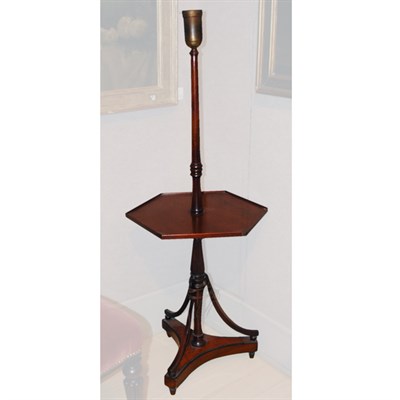 Lot 364 - Regency Style Mahogany Floor Lamp With a table...
