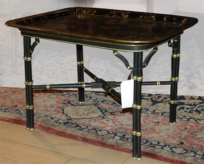 Lot 395 - Gilt Decorated and Black Painted Papier Mache...