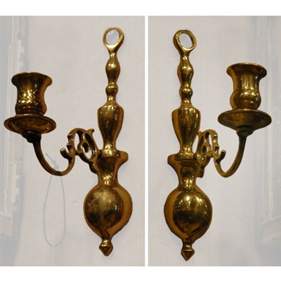 Lot 435 - Pair of Georgian Style Brass Single-Light...