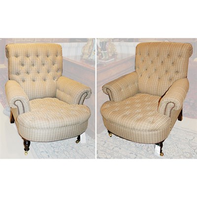 Lot 495 - Pair of Tufted Upholstered Club Chairs George...