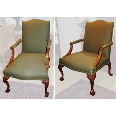 Lot 445 - Pair of George III Style Green Upholstered...