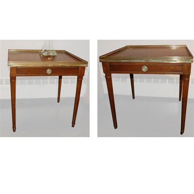 Lot 490 - Pair of Louis XVI Style Mahogany Side Tables...