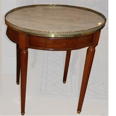Lot 144 - Louis XVI Style Marble Top Mahogany Bouillotte...