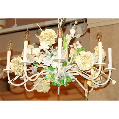 Lot 411 - Painted Tole Ten-Light Chandelier
