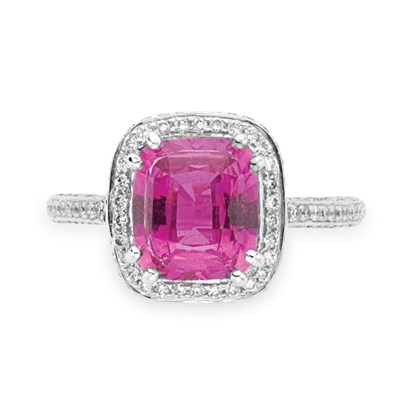Lot 133 - Pink Sapphire and Diamond Ring
