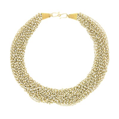 Lot 74 - Multistrand Gold and Seed Pearl Torsade Necklace