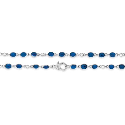 Lot 35 - Long White Gold, Sapphire and Diamond Chain Necklace