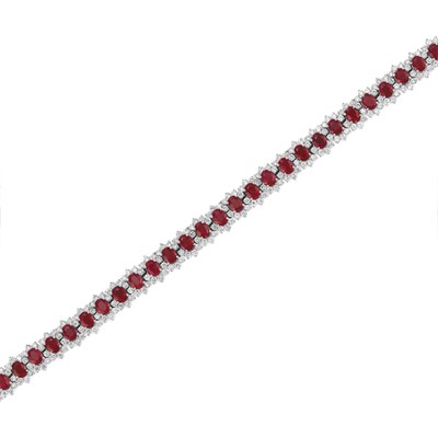 Lot 396 - Ruby and Diamond Bracelet
