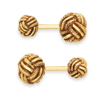 Lot 27 - Pair of Gold Love Knot Cufflinks, Tiffany, Schlumberger