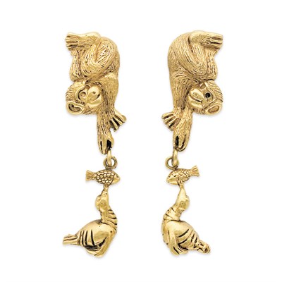 Lot 412 - Isabel Canovas Earrings 1990s Gold plated...