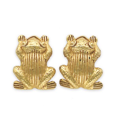 Lot 410 - Dominique Aurientis Frog Earrings 1990s Gold...