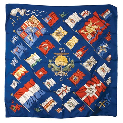 Lot 316 - Hermes Pavois Silk Twill Scarf With a royal...