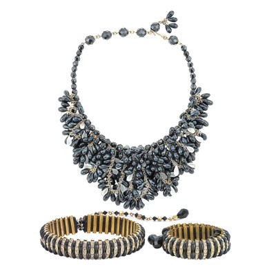 Lot 102 - Group of Black and Crystal Jewelry With 1920s...
