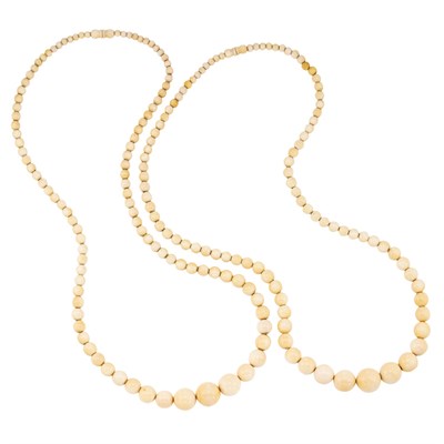 Lot 295 - Two Strands of Graduated Ivory Beads 1970s...