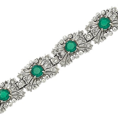 Lot 106 - DeRosa Rhinestone Bracelet 1940s Chrome plated...