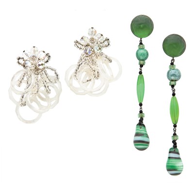 Lot 73 - Two Pairs of Dangling Earrings Comprising a...