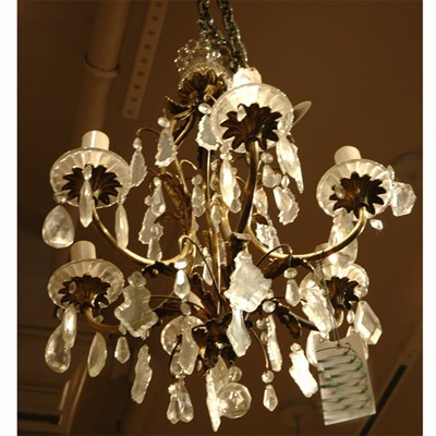 Lot 523 - Louis XV Style Gilt-Metal and Glass Six-Light...