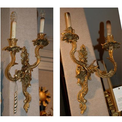 Lot 349 - Pair of George III Style Gilt-Bronze Two-Light...