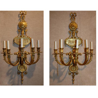 Lot 422 - Pair of George III Style Gilt-Metal Five-Light...