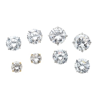 Lot 385 - Four Pairs of Simulated Diamond Stud Earrings...