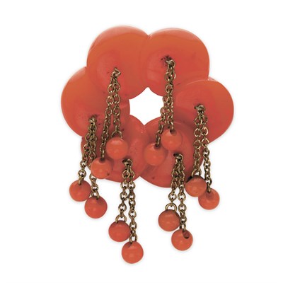 Lot 96 - Bakelite Dangling Floriform Brooch Circa 1930...