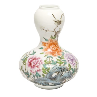 Lot 146 - Chinese Famille Rose Glazed Porcelain Double...