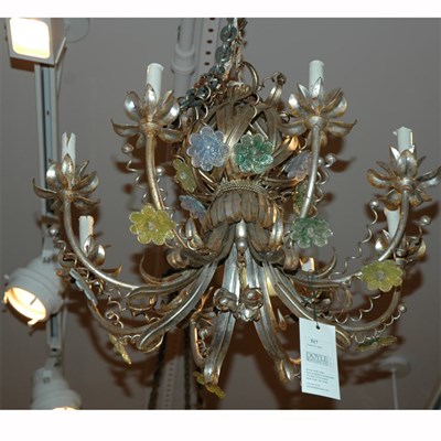 Lot 517 - Silvered Metal and Glass Eight-Light...