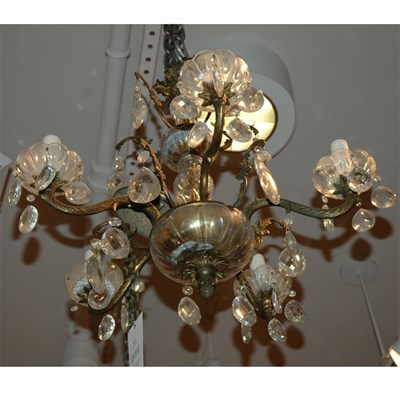 Lot 521 - Rococo Style Gilt-Metal and Glass Five-Light...