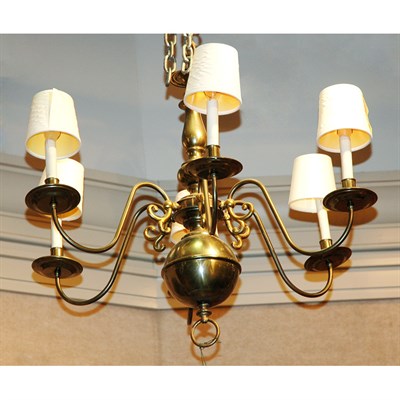 Lot 374 - Dutch Baroque Style Patinated-Metal Six-Light...