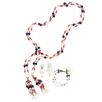 Lot 319 - Miriam Haskell Red, White and Blue Lariat,...