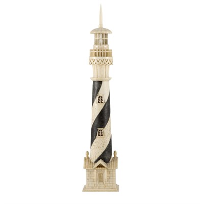 Lot 556 - Carved Walrus Tusk Lighthouse Decorated with...