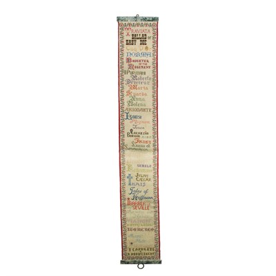 Lot 337 - Needlepoint Panel Listing Ms. Sills' various...