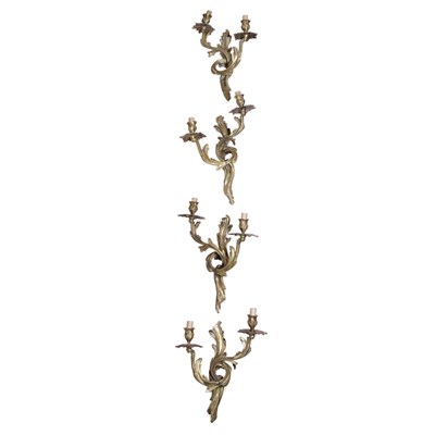 Lot 482 - Set of Four Louis XV Style Gilt-Metal...